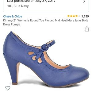 Blue Mid Heel, Mary Jane Dress Pumps